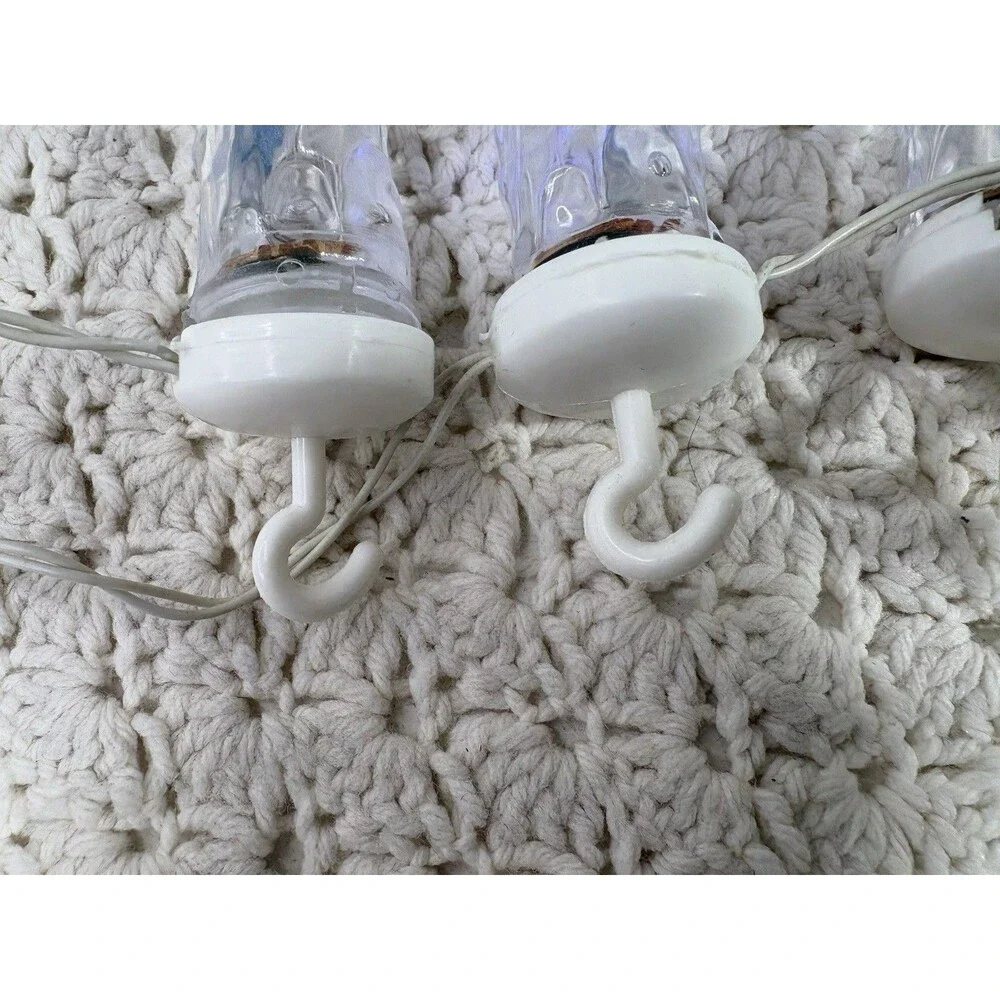 Vintage  LED Icicle Christmas 12” Lights 1 Strand Of 5 Requires 4 D Batteries